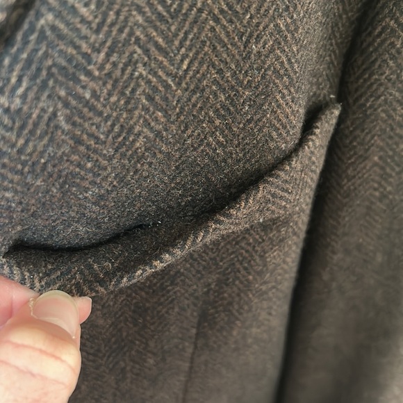 Dunhill Men’s Wool Coat Herringbone Brown Long 2X - Picture 10 of 16